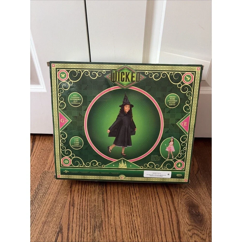 Universal's Wicked Deluxe Elphaba Black Dress & Accessories Girl Size 4-6X